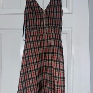 PLAID TIGHT V-NECK CASUAL DRESS